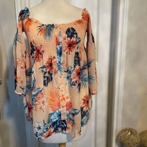 Floral Off-Shoulder Women's Top XL